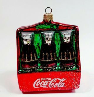 Vtg Coca Cola Six 6 Pack Coke Glass Christmas Tree Ornament Kurt Adler Polonaise