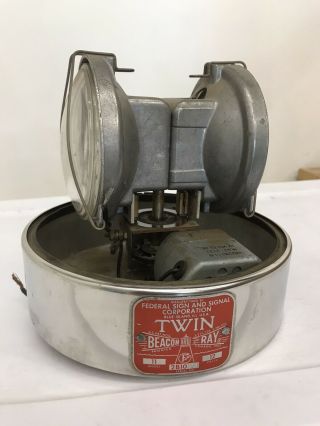 Vintage Federal Signal Model 11 Twin Beacon Ray Visibar Rotating Lamp Assembly