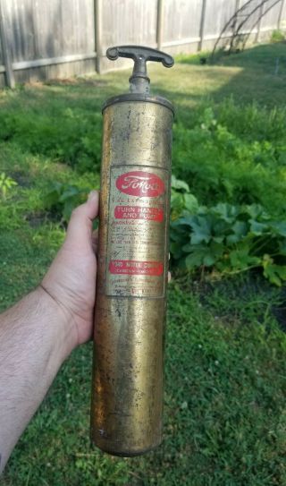 Vintage Brass Ford Motor Company Fomoco Fire Extinguisher