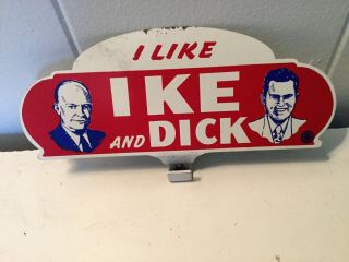 Vintage 1950 ' s I Like Ike & Dick Metal License/bumper Item 2