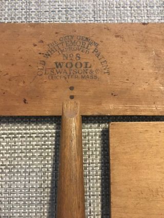 Two Vintage Old Whittemore Patent Wool Card Carders No 8 Weaving Spinning 3