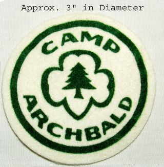 Camp Archbald Patch Official Est: Pa - 1920 Girl Scout Print On Felt Collector