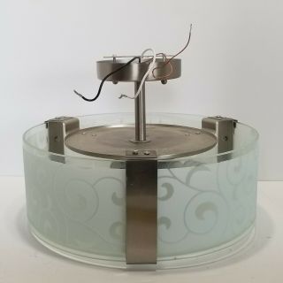 Vintage Art Deco Glass Drum Ceiling Light Semi Flush Mount Light Fixture