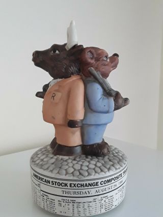 Vtg American Stock Market Exchange Wall Street Bull Bear Music Box August 1988
