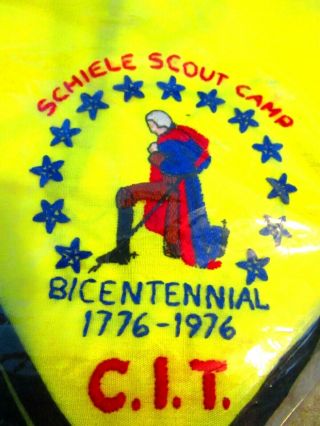 Bsa Schiele Boy Scout Camp Neckerchief 1776 - 1976 George Washington Praying