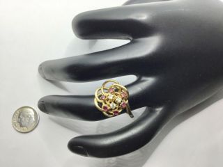 Vintage 14k Yellow Gold,  Rubies And Diamonds Ring,  Size 6,  4.  3 Grams