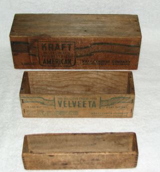 Vintage Kraft Advertising Wooden 5 Lb American Cheese Wood Box,  Velveeta 2 Lb