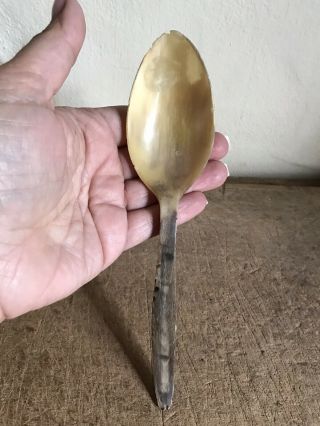 Best Early Antique Hand Carved Horn Spoon Form Best Color Black Cream Aafa