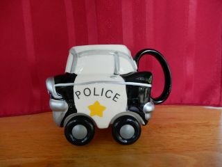 Wheelees Police Car Coffee Mug With Rolling Wheels 1989 Applause 27118