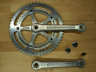 Vtg Campagnolo Nuovo Record 170mm Crankset 53/42t Chainrings 9/16 ",  Dustcaps J1
