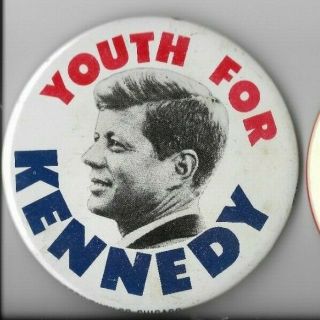 Political Campaign 1960 Jfk Kennedy Youth For Kenndy 4 " Lithographed Tin Pinback