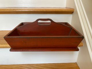 Dark Red Paint Painted Knife Tray Cutlery Box