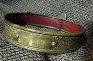 Rare Antique Dog Collar Embossed Brass 1800 