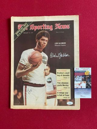 1971,  Kareem Abdul - Jabbar,  " Autographed " (jsa) " Sporting News " (scarce/vintage)