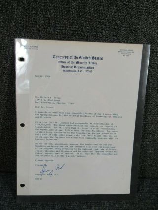 Two Signed 1969 Letters By Gerald Ford For Spinal Cord Injuries & Neurological