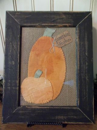Early Fall Offering - Sweet Primitive Framed Antique Cutter Quilt Pumpkins
