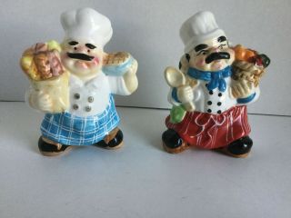 Vintage Version Of " Fat Chef " Salt And Pepper Shakers Ceramic Or Porcelain