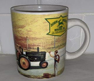 John Deere Coffee Mug Cup Tractor Trailer Woman Hitchhiker Moline Il Gibson Farm