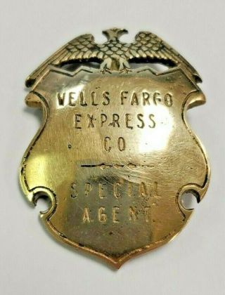 Old Wells Fargo Express Obsolete Badge Crest Style Pinback Sterling Silver Mark