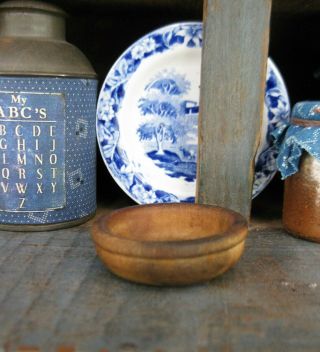 Tiny Antique Dollhouse Wood Dough Bowl W Rim Surface