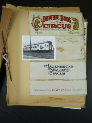 Vintage Circus Photo Album Scrapbook Elephants Train Wreck Airplane Cars Poster