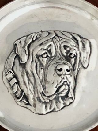 Sydney & Co English Sterling Silver Pin / Card / Ash Tray English Mastiff 1910