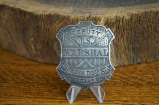 Vtg Sterling Silver Deputy Us Marshal Southern District Of Texas Badge