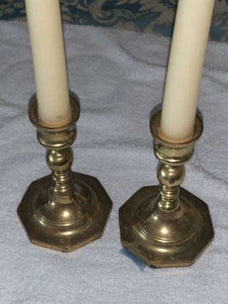 Vintage Brass Set Of 2 Candlesticks Candle Holders 5 “ Tall.