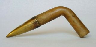 Antique French Solid Wood Handle With Solid Brass Tip Garden Tool For Planting