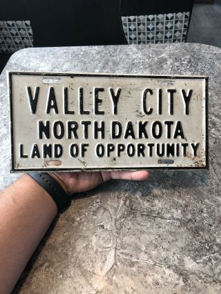 Vintage Valley City North Dakota License Plate Topper Plate Tin Sign Metal