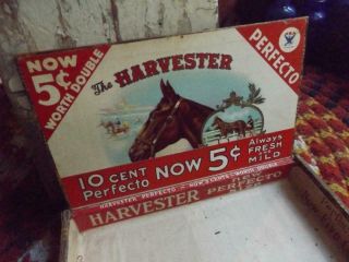 Primitive Primitive Vintage The Harvester Wood Cigar Box Race Horse Nra Label