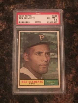 1961 Topps Roberto Clemente Pittsburgh Pirates 388 Baseball Card Psa 6.  5