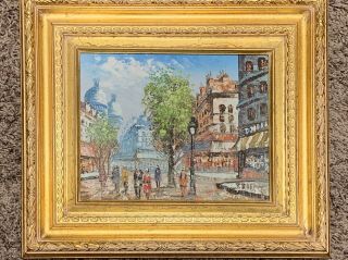 Vintage J.  Bardot Paris Street Scene Impressionist Oil Painting