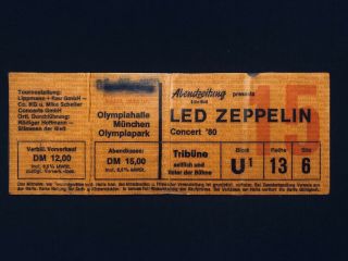 Vintage Led Zeppelin 1980 “over Europe” Tour Full Concert Ticket