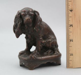 Small Early 20thc Antique Cavalier King Charles Spaniel Dog Bronze Sculpture,  Nr