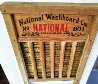 Vintage Washboard National Washboard Co.  No.  801 The Brass King Top Notch