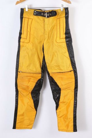 Vintage 70s Viking Motocross Racing Nylon Leather Pants Usa Mens Size 32