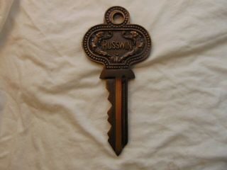 Russwin Vintage Large 8.  5 Inch Solid Brass Key Store Sign Display/ Sales Sample