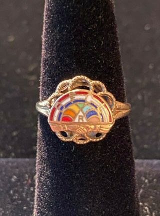 Enameled Rainbow Girls Ring 10k Yellow Gold Masonic