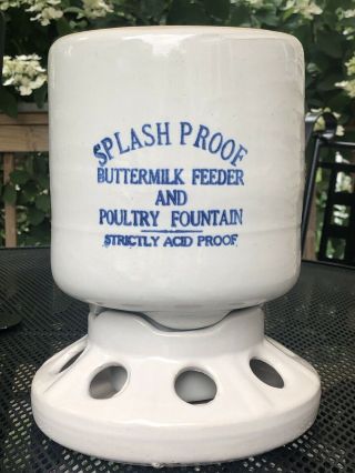 Vintage Splash Proof Buttermilk Feeder & Poultry Fountain Acid Proof Stoneware