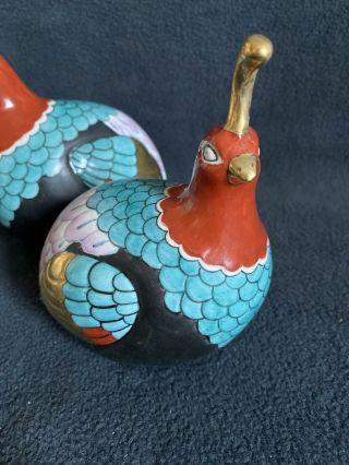 Vintage Frederick Cooper Porcelain W/ Brass Birds Figurines Quail Partridge (2) 2