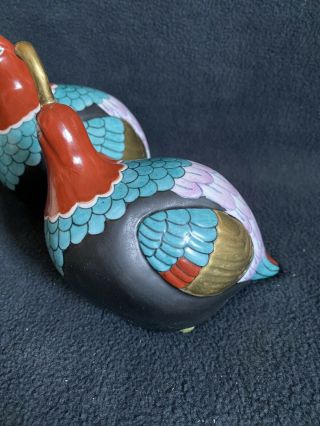 Vintage Frederick Cooper Porcelain W/ Brass Birds Figurines Quail Partridge (2) 3