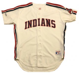Vintage 90s Cleveland Indians Authentic Rawlings Jersey Size 48 Major League Mlb