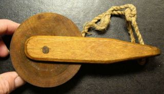 Antique Primitive Hand Carved Large Wooden Pulley - Handmade - South Georgia