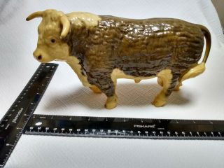 Vintage Celluloid Bull Steer Farm Animal Figurine 3 " Wide 9.  75 " Long 5.  5 " High