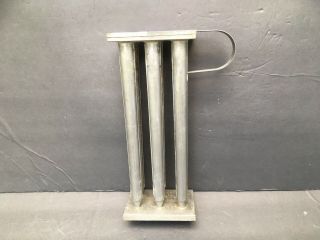 Vintage Tin Tapered Candle Mold 6 Holes With Handle 11 " High