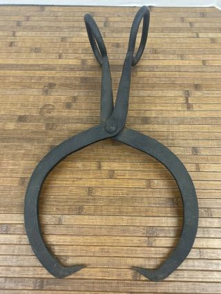 Antique Vintage Heavy Metal Iron Ice Block Tongs No Marks Or Markers