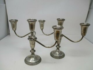 Vintage Empire Sterling Silver Weighted 3 Candle Stick Holders