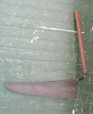 Primitive Large Tobacco Crop Harvest Wood Handle Scythe Sickle 23 " Blade Tool