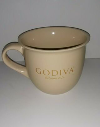 Godiva Belgium 1926 Coffee Mug Cup Glass Steine White Gold Ceramic 20 Oz.